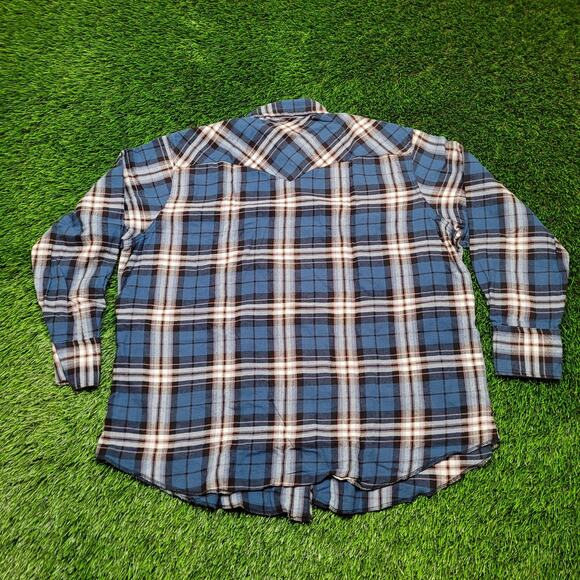 VTG 90s Wrangler Western Pearl Snap Flannel Mens 2XL / Oversized XL Baggy - Picture 3 of 4